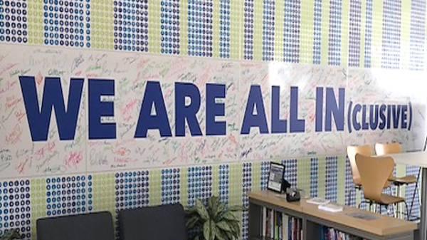 Inclusion and Diversity Wall with Signatures at Baxter HQ